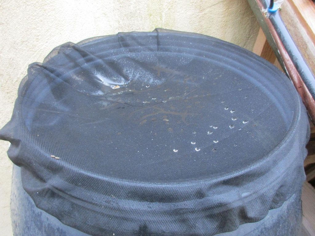 Récupérateur d'eau de pluie jardin Montpellier (4) Filtre en mailles de filet pour filtrer l'eau de pluie