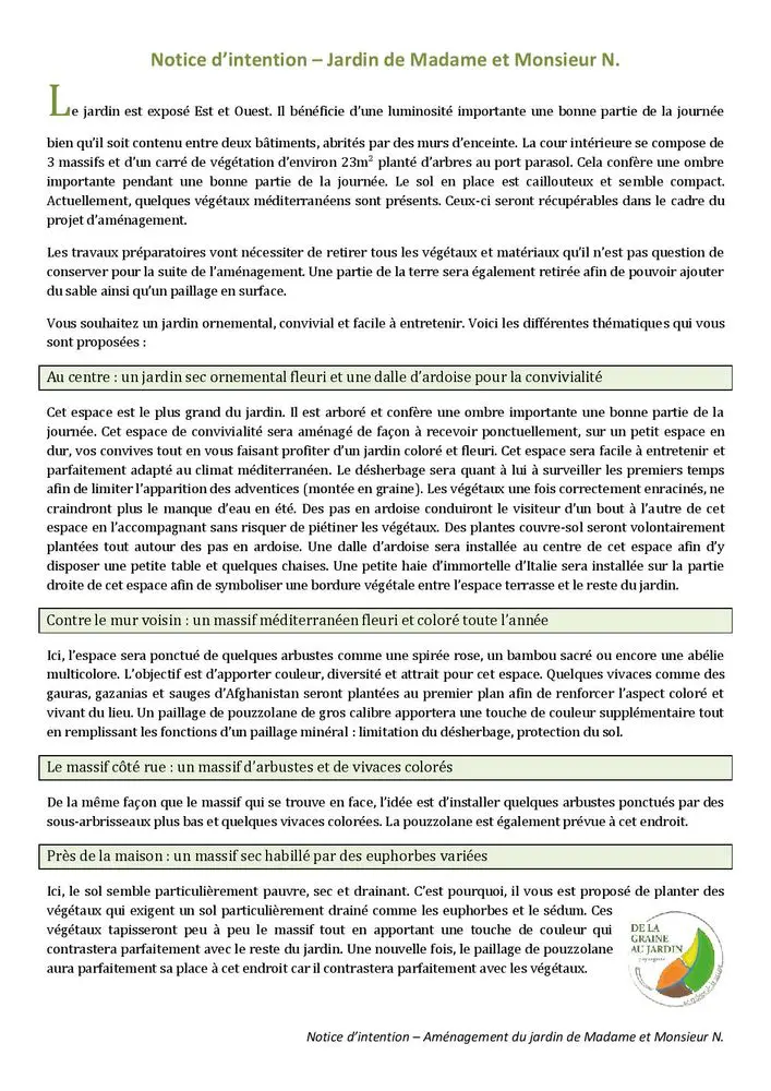 Notice d'intention visite conseil jardin